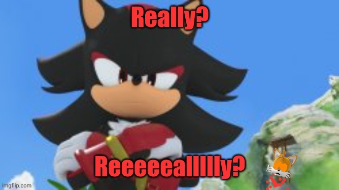When Sonic says Shadow is sus: | image tagged in shadow the hedgehog,sonic the hedgehog,holy shit tails is dead,among us,amogus,sus | made w/ Imgflip meme maker