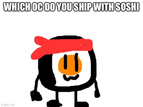 Blank White Template | WHICH OC DO YOU SHIP WITH SOSHI | image tagged in blank white template | made w/ Imgflip meme maker