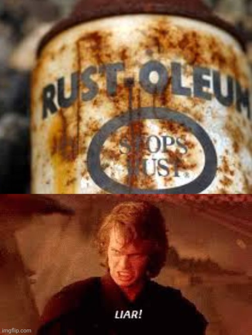 It's Supposed To Stop Rust | image tagged in anakin liar | made w/ Imgflip meme maker