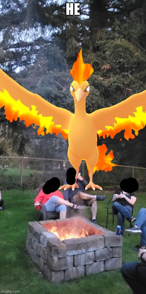 He has arrived |  HE | image tagged in moltres,cult | made w/ Imgflip meme maker
