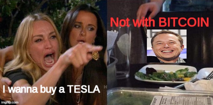 Not with bitcoin | image tagged in not with bitcoin,tesla | made w/ Imgflip meme maker