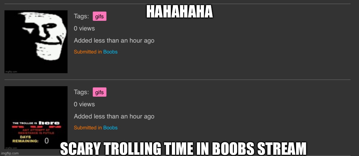 HAHAHAHA; SCARY TROLLING TIME IN BOOBS STREAM | made w/ Imgflip meme maker