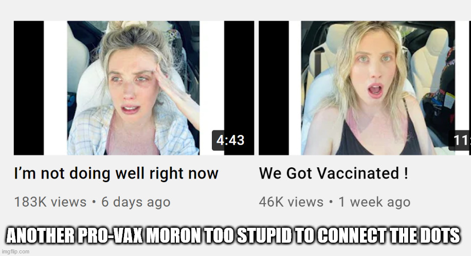 Pro-vaxxers are dumber than dogcrap | ANOTHER PRO-VAX MORON TOO STUPID TO CONNECT THE DOTS | image tagged in vaccines,bill gates loves vaccines | made w/ Imgflip meme maker