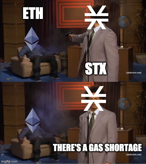 Who Killed Hannibal Meme | ETH; STX; THERE'S A GAS SHORTAGE | image tagged in memes,who killed hannibal,ethereum,bitcoin,blockchain,cryptocurrency | made w/ Imgflip meme maker