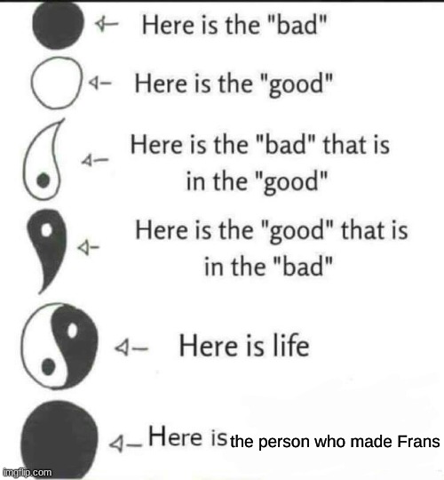 Here is the bad | the person who made Frans | image tagged in here is the bad | made w/ Imgflip meme maker