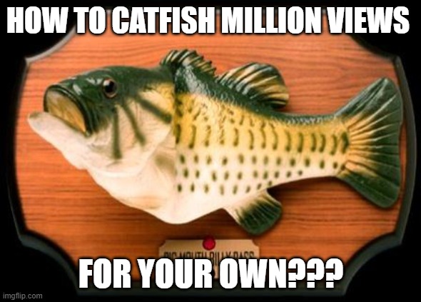 Big mouth Billy Bass | HOW TO CATFISH MILLION VIEWS; FOR YOUR OWN??? | image tagged in big mouth billy bass | made w/ Imgflip meme maker