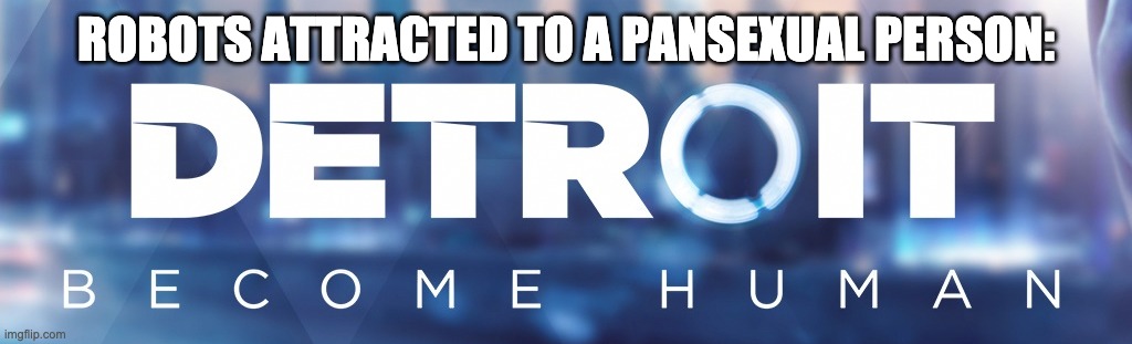 Detroit: Become Human Logo | ROBOTS ATTRACTED TO A PANSEXUAL PERSON: | image tagged in detroit become human logo | made w/ Imgflip meme maker