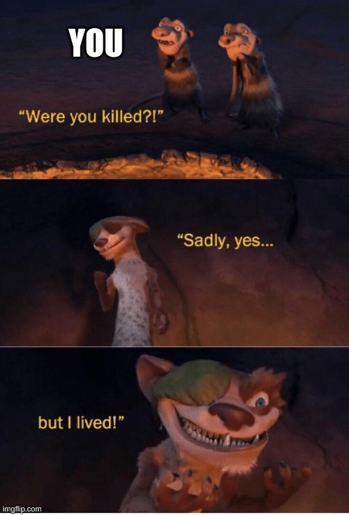 Sadly yes but I lived | YOU | image tagged in sadly yes but i lived | made w/ Imgflip meme maker