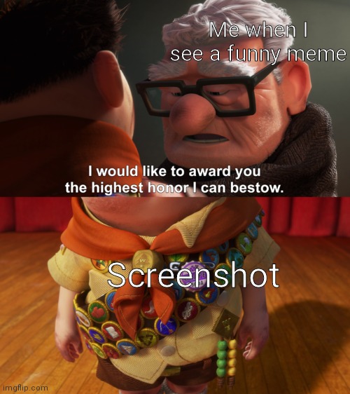Highest Honor | Me when I see a funny meme; Screenshot | image tagged in highest honor | made w/ Imgflip meme maker