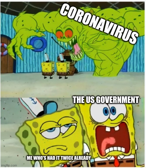 Im not germaphobic | CORONAVIRUS; THE US GOVERNMENT; ME WHO'S HAD IT TWICE ALREADY | image tagged in coronavirus | made w/ Imgflip meme maker