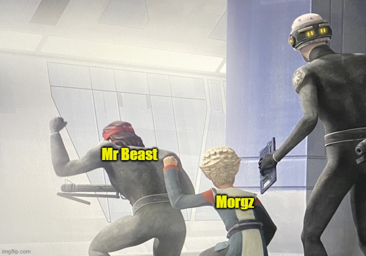 copying |  Mr Beast; Morgz | image tagged in copying,funny,memes,mrbeast,clone trooper | made w/ Imgflip meme maker