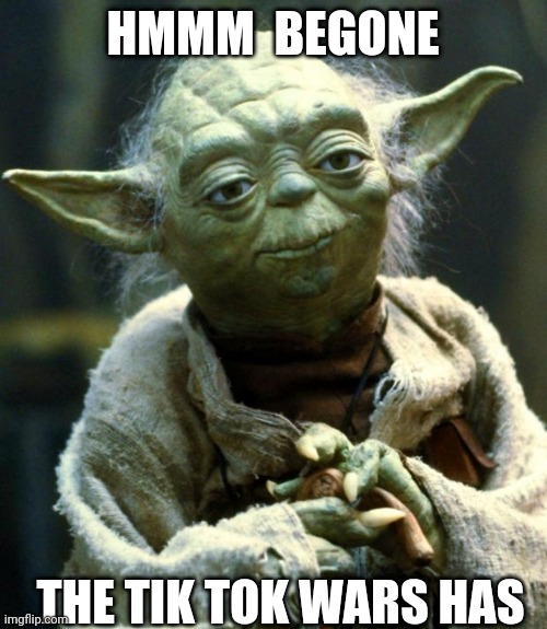 Listen to Yoda | HMMM  BEGONE; THE TIK TOK WARS HAS | image tagged in memes,star wars yoda | made w/ Imgflip meme maker