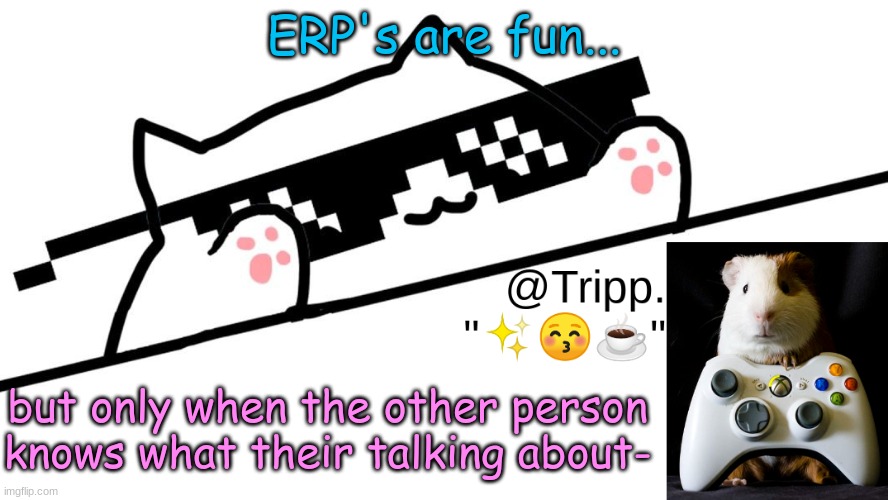 BUM BUM BUM | ERP's are fun... but only when the other person knows what their talking about- | image tagged in tripp 's very awesome temp d | made w/ Imgflip meme maker