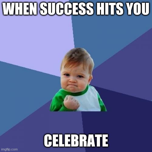 Success Kid Meme | WHEN SUCCESS HITS YOU; CELEBRATE | image tagged in memes,success kid | made w/ Imgflip meme maker