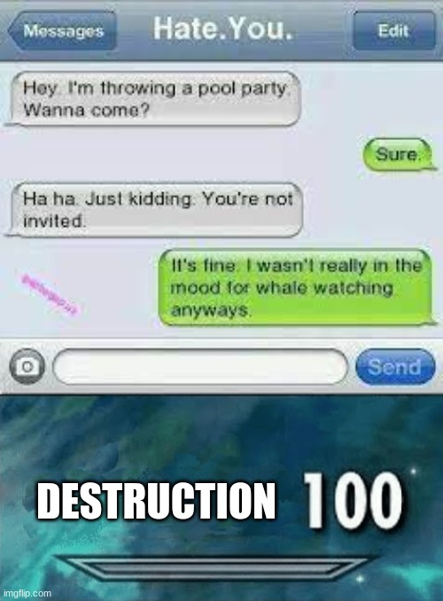 Destruction 100 | DESTRUCTION | image tagged in skyrim skill meme | made w/ Imgflip meme maker