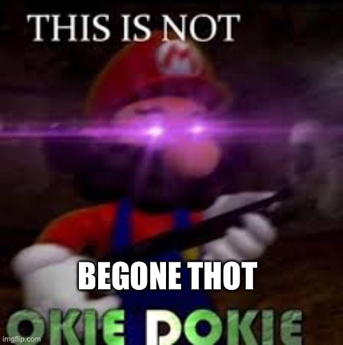 This is not okie dokie | BEGONE THOT | image tagged in this is not okie dokie | made w/ Imgflip meme maker