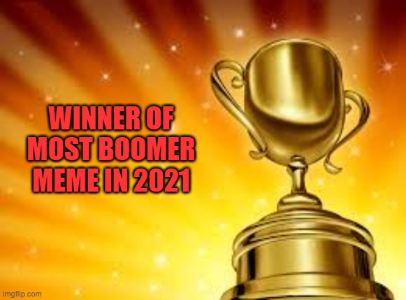 Award | WINNER OF MOST BOOMER MEME IN 2021 | image tagged in award | made w/ Imgflip meme maker