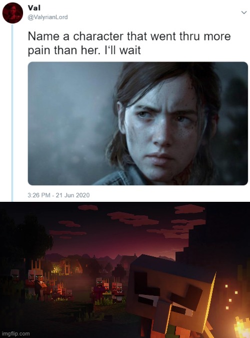the arch illager did nothing wrong, the villagers are just racest | image tagged in name one character who went through more pain than her | made w/ Imgflip meme maker