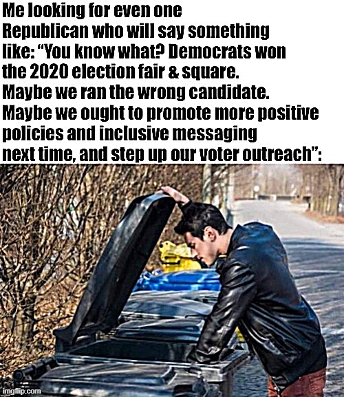 I can only assume that if such Republicans still exist, they’re in the trash can by now :) | image tagged in republicans,republican,2020 elections,election 2020,elections,election | made w/ Imgflip meme maker