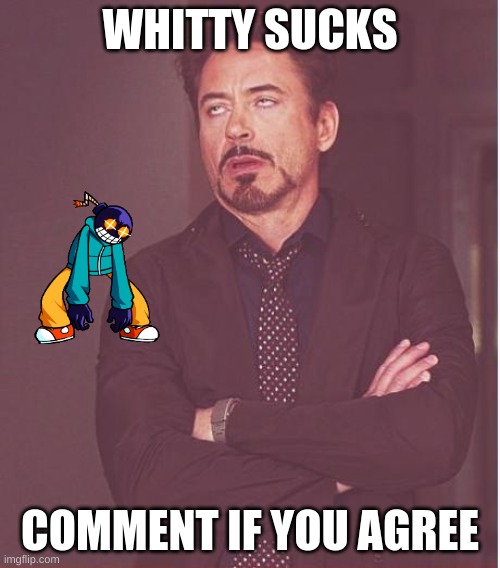 Face You Make Robert Downey Jr Meme | WHITTY SUCKS; COMMENT IF YOU AGREE | image tagged in memes,face you make robert downey jr | made w/ Imgflip meme maker
