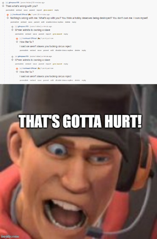 Yes, that's me killing a karen in banvideogames | image tagged in that's gotta hurt | made w/ Imgflip meme maker