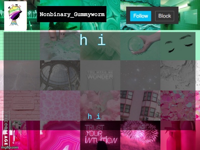b o r e d | h i; h i | image tagged in nonbinary_gummyworm announcement template | made w/ Imgflip meme maker