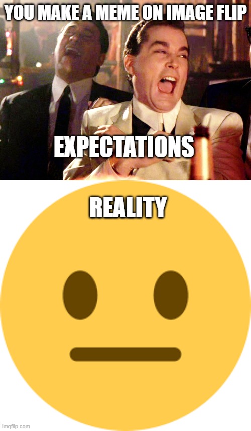  YOU MAKE A MEME ON IMAGE FLIP; EXPECTATIONS; REALITY | image tagged in memes,good fellas hilarious | made w/ Imgflip meme maker