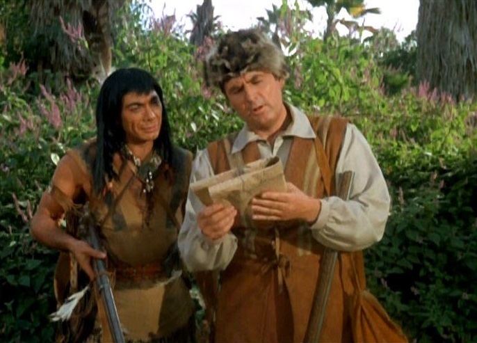 High Quality Daniel Boone and Mingo, reading a map Blank Meme Template