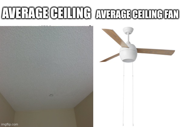ceiling fans | AVERAGE CEILING FAN; AVERAGE CEILING | image tagged in average fan vs average enjoyer | made w/ Imgflip meme maker