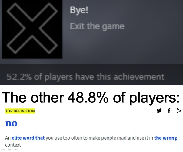Lmao | The other 48.8% of players: | image tagged in urban dictionary no | made w/ Imgflip meme maker