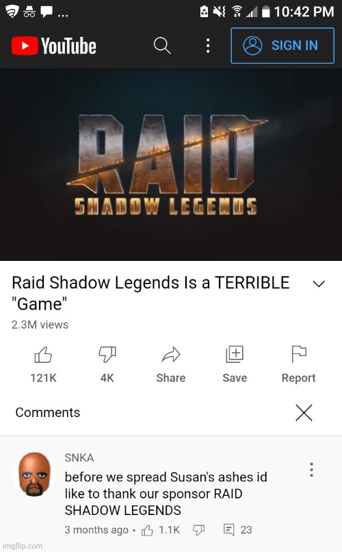 Bro. | image tagged in raid shadow legends is a terrible game,cursed,comments,raid shadow legends,matt,youtube comments | made w/ Imgflip meme maker