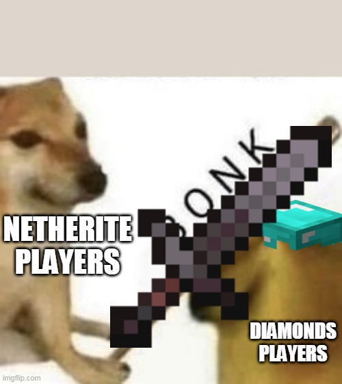 NETHERITE PLAYERS; DIAMONDS PLAYERS | image tagged in bonk | made w/ Imgflip meme maker