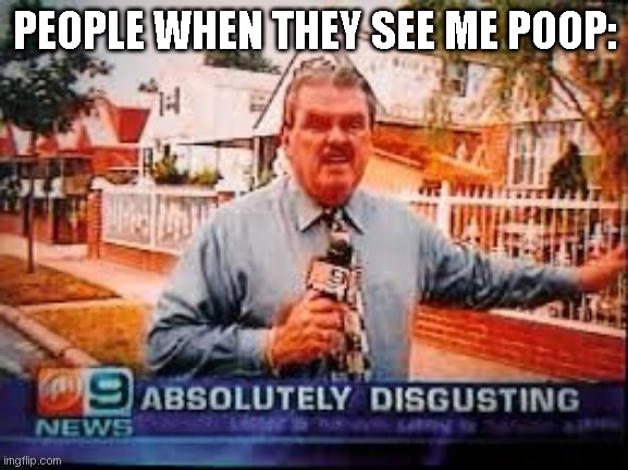 A B S O L U T E L Y D I S G U S T I N G | PEOPLE WHEN THEY SEE ME POOP: | image tagged in absolutely disgusting | made w/ Imgflip meme maker