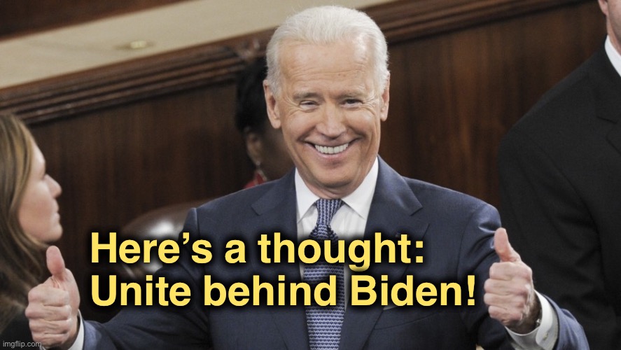 Top 10 things Righties can’t answer | Here’s a thought: Unite behind Biden! | image tagged in joe biden thumbs up | made w/ Imgflip meme maker