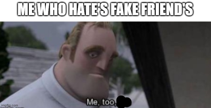 me too kid | ME WHO HATE'S FAKE FRIEND'S | image tagged in me too kid | made w/ Imgflip meme maker