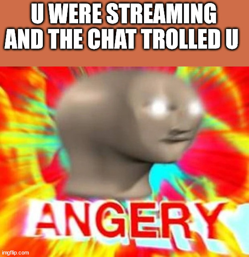 Angry meme man | U WERE STREAMING AND THE CHAT TROLLED U | image tagged in angry meme man | made w/ Imgflip meme maker