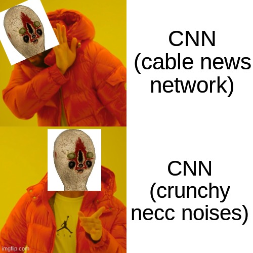 crunchy necc noises | CNN (cable news network); CNN (crunchy necc noises) | image tagged in memes,drake hotline bling,penut,scp | made w/ Imgflip meme maker