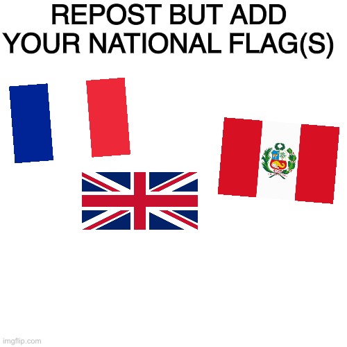 Blank Transparent Square Meme |  REPOST BUT ADD YOUR NATIONAL FLAG(S) | image tagged in memes,countries,repost,history | made w/ Imgflip meme maker