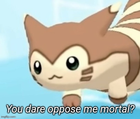 Furret you dare oppose me mortal? | image tagged in furret you dare oppose me mortal | made w/ Imgflip meme maker