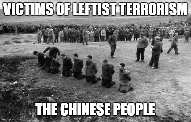 Victims of Leftist Terrorism: The Chinese People | VICTIMS OF LEFTIST TERRORISM; THE CHINESE PEOPLE | image tagged in nwo,leftist terrorism,cultural revolution | made w/ Imgflip meme maker