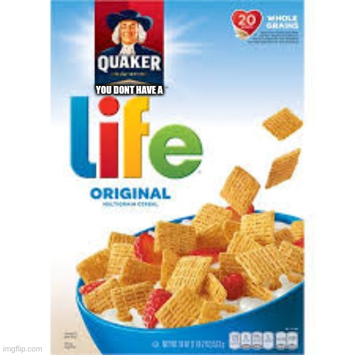 @tik tokers | YOU DONT HAVE A | image tagged in life cereal | made w/ Imgflip meme maker