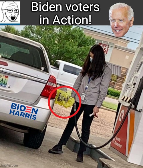Biden voters at the pumps | Biden voters in Action! | image tagged in blank no watermark | made w/ Imgflip meme maker