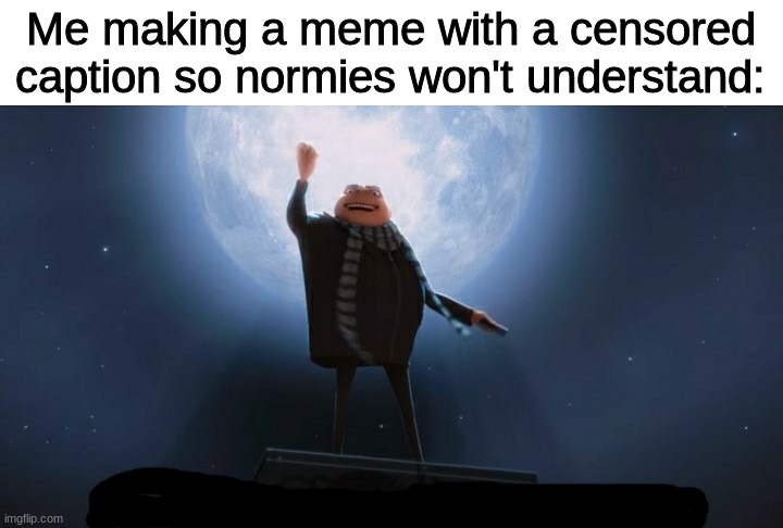 Sorry Normies... | Me making a meme with a censored caption so normies won't understand: | image tagged in memes,despicable me | made w/ Imgflip meme maker