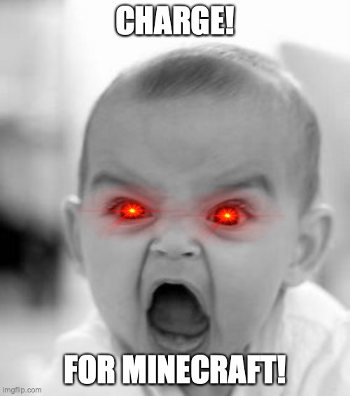 Angry Baby | CHARGE! FOR MINECRAFT! | image tagged in memes,angry baby | made w/ Imgflip meme maker