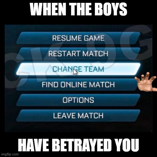 it true | WHEN THE BOYS; HAVE BETRAYED YOU | image tagged in change team | made w/ Imgflip meme maker