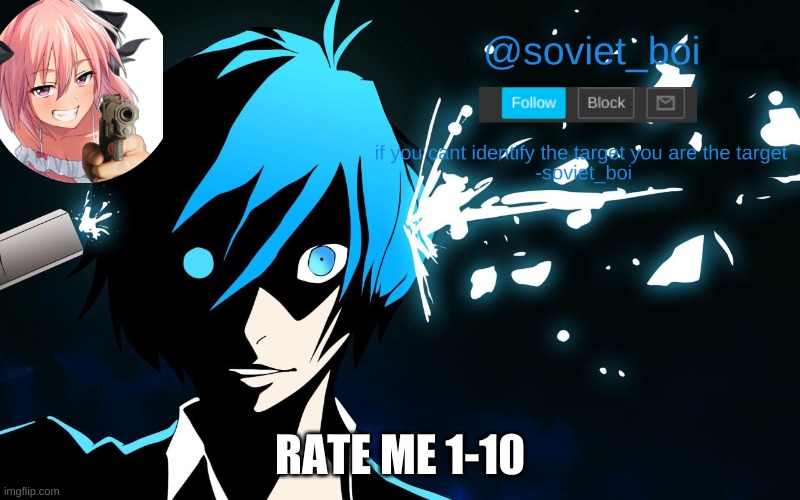 o | RATE ME 1-10 | image tagged in soviet_boi template | made w/ Imgflip meme maker