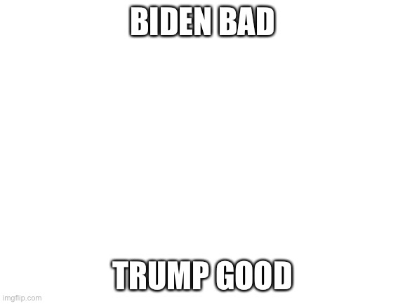 Blank White Template | BIDEN BAD; TRUMP GOOD | image tagged in blank white template | made w/ Imgflip meme maker