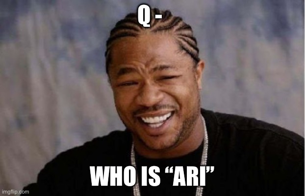 - who is dis person - | Q -; WHO IS “ARI” | image tagged in memes,yo dawg heard you | made w/ Imgflip meme maker