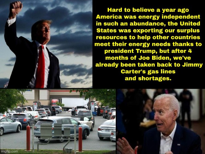 It's disturbing the difference 4 months make | image tagged in gas lines,gas shortages,joe biden,incompetence,politics,political | made w/ Imgflip meme maker