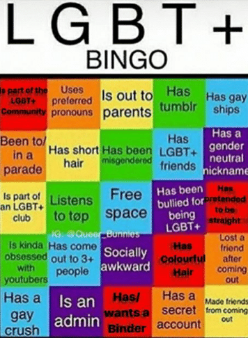 LGBTQ bingo Blank Meme Template